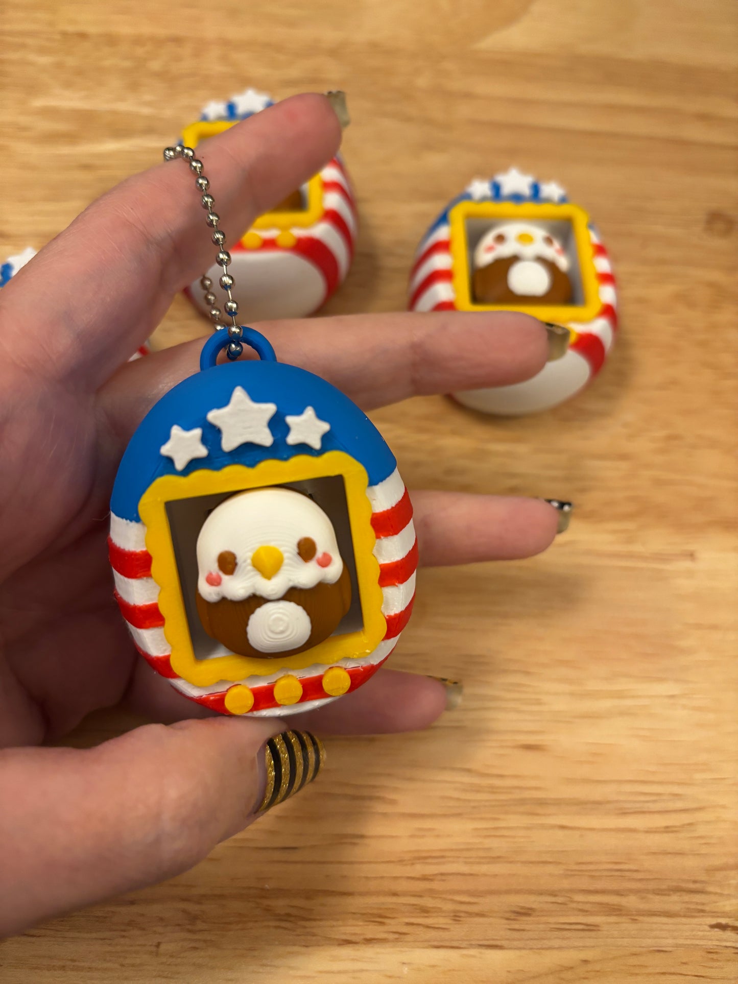 Clicky Patriotic design key chain, 3D printed Eagle clicker key chain