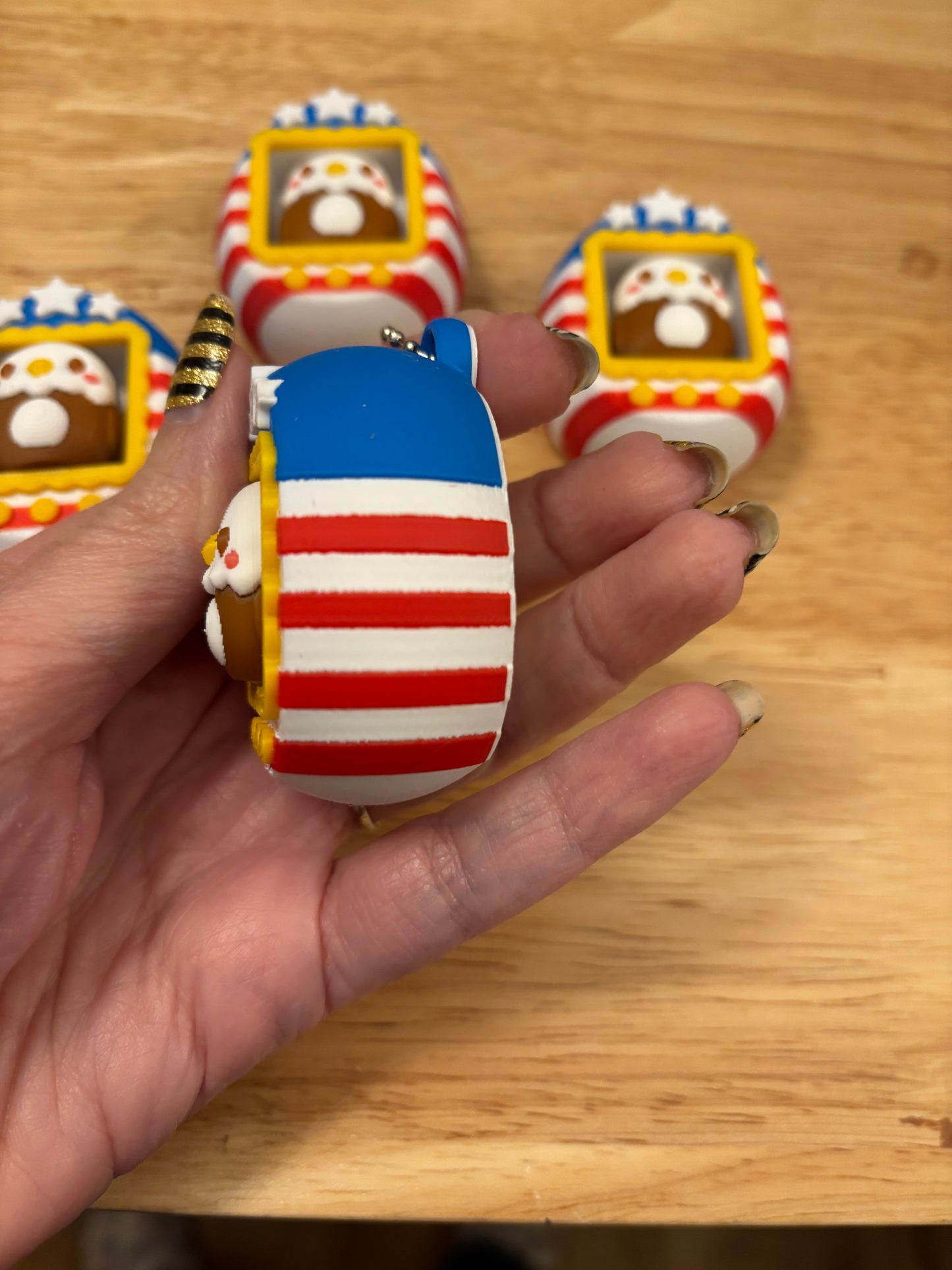 Clicky Patriotic design key chain, 3D printed Eagle clicker key chain