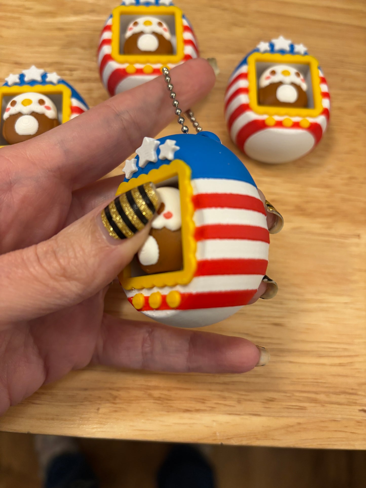 Clicky Patriotic design key chain, 3D printed Eagle clicker key chain