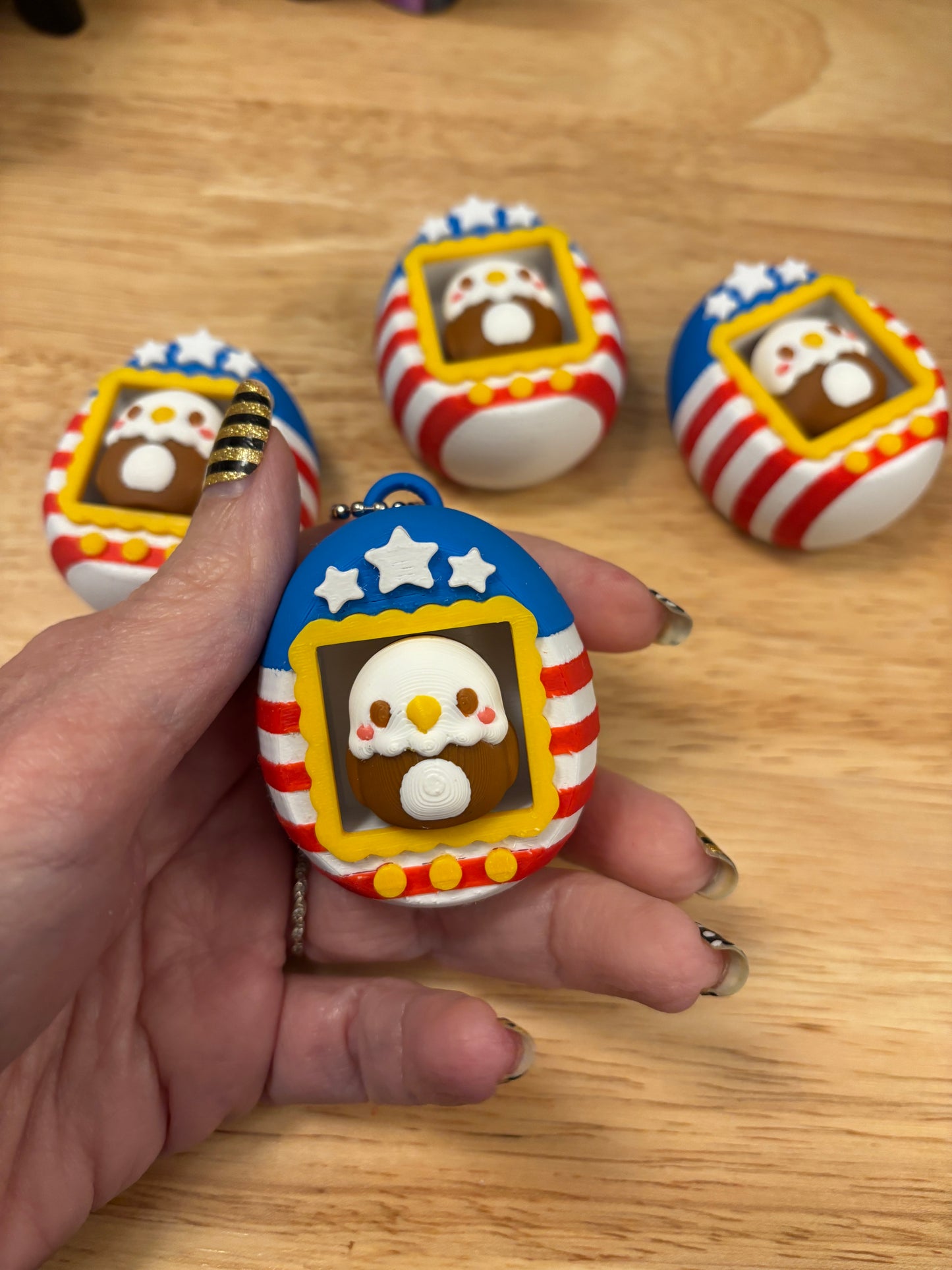 Clicky Patriotic design key chain, 3D printed Eagle clicker key chain