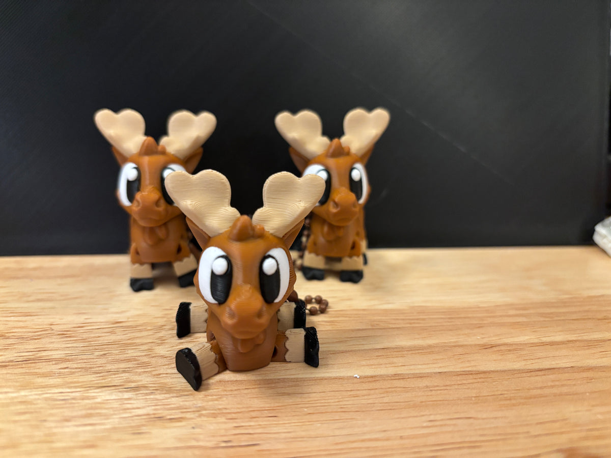Cute Moose keychain, Big Eye Moose Keychain, 3d printed keychain Moose, Cute Wildlife Keychain