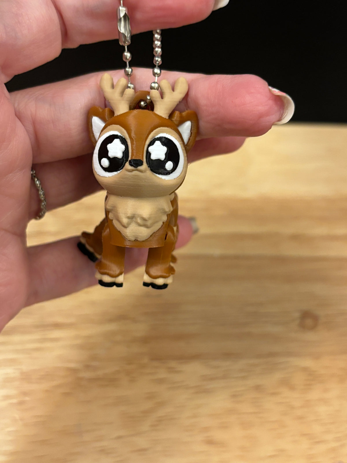 Cute Reindeer keychain, Big Eye Reindeer Keychain, 3d printed keychain Reindeer, Cute deer keychain, flexiable reindeer