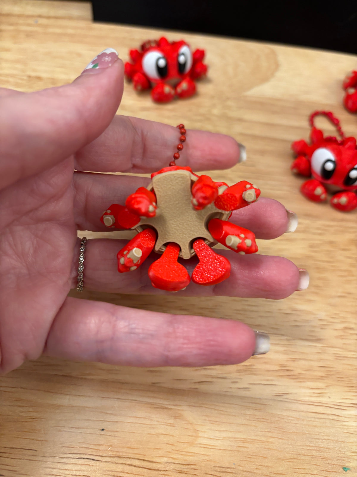 Red Crab keychain, Big Eye Crab Keychain, 3d printed keychain Crab, Cute Keychain