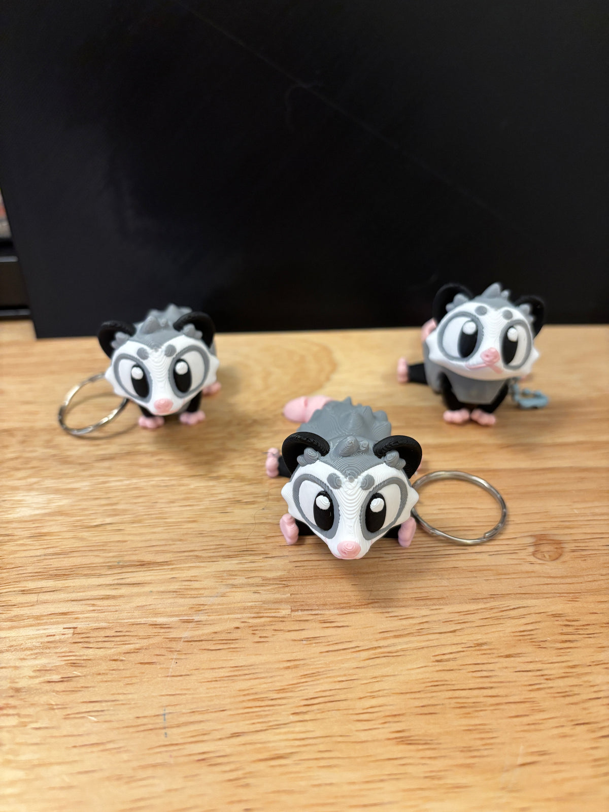 A Possum keychain, Big Eye Opossum Keychain, 3d printed keychain Opossum, Cute Opossum Keychain