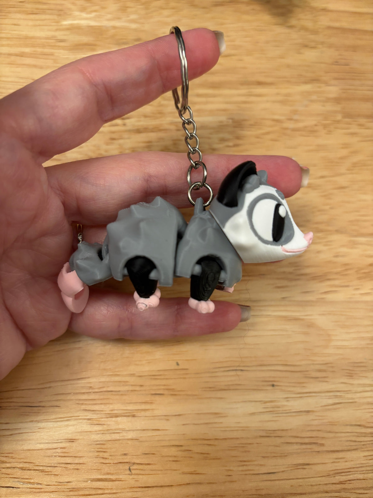A Possum keychain, Big Eye Opossum Keychain, 3d printed keychain Opossum, Cute Opossum Keychain