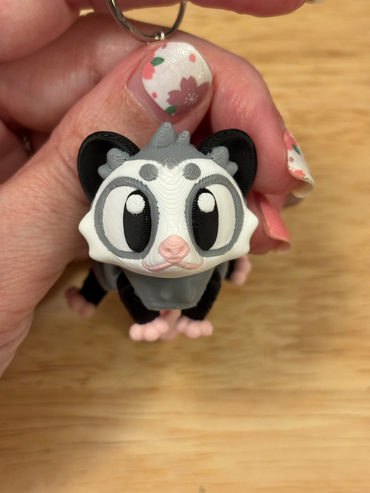 A Possum keychain, Big Eye Opossum Keychain, 3d printed keychain Opossum, Cute Opossum Keychain