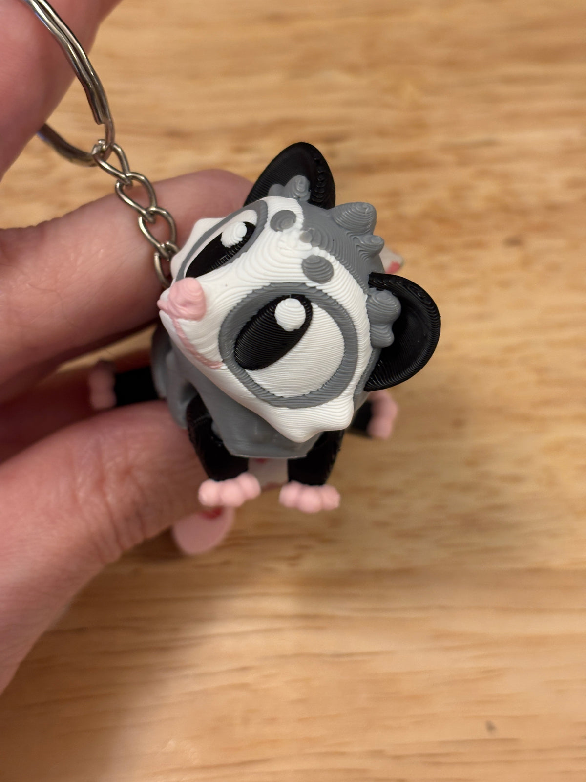 A Possum keychain, Big Eye Opossum Keychain, 3d printed keychain Opossum, Cute Opossum Keychain