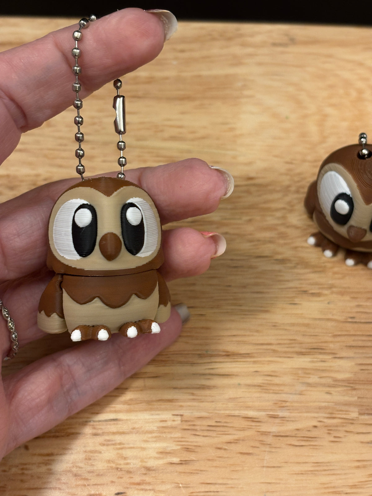 Customizable Barn Owl keychain, Big Eye Owl Keychain, 3d printed keychain Owl, Cute Keychain