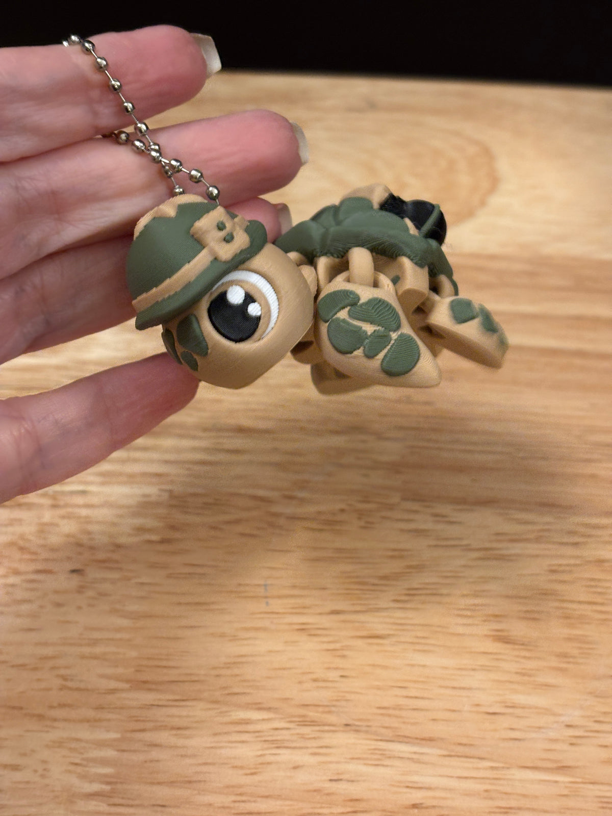 Military Turtle keychain, Big Eye Turtle Keychain, 3d printed keychain Army Turtle, Cute Keychain