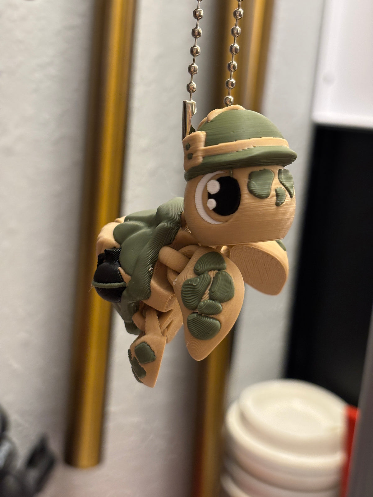 Military Turtle keychain, Big Eye Turtle Keychain, 3d printed keychain Army Turtle, Cute Keychain