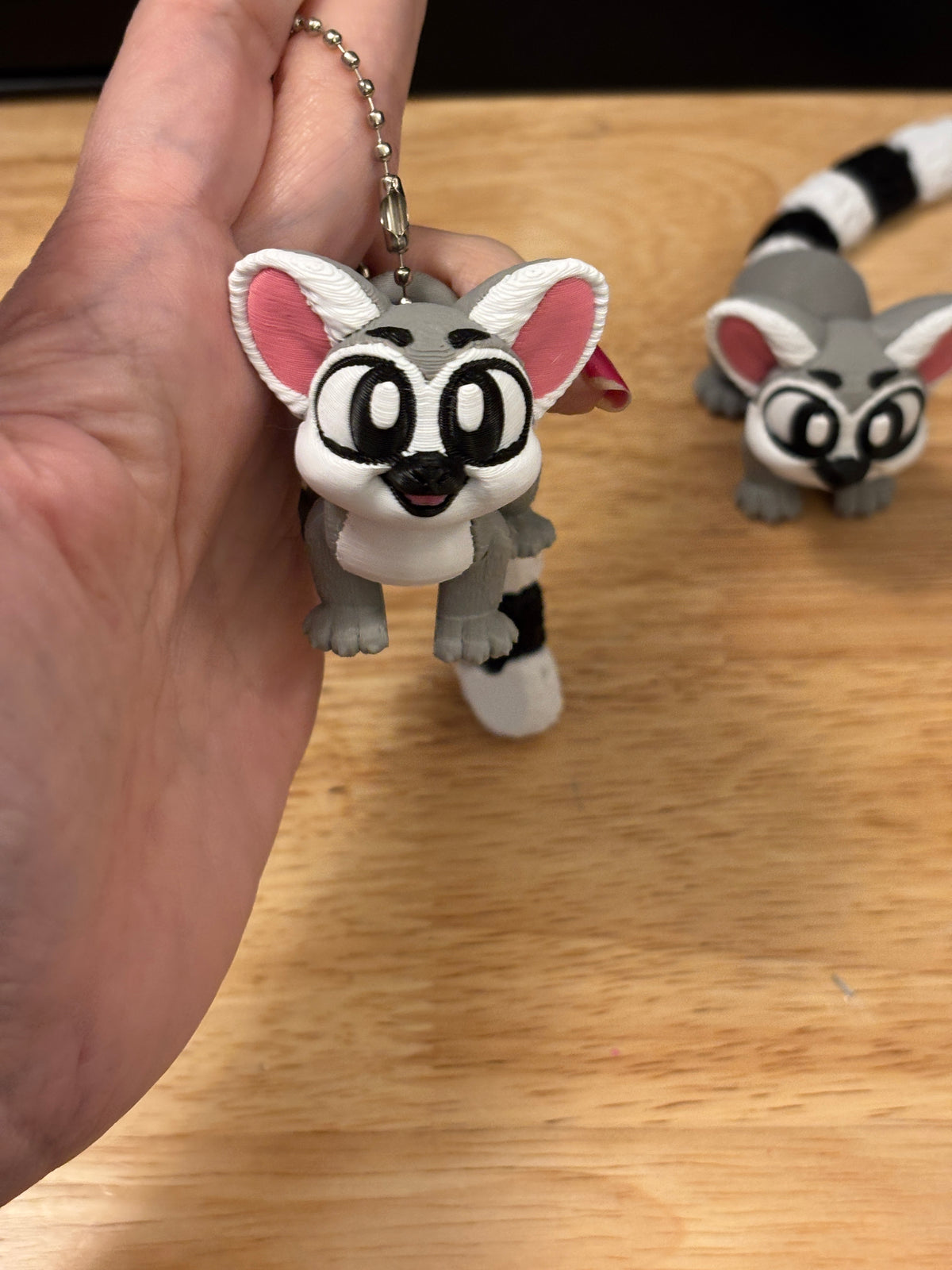 Lemur keychain, Big Eye Lemur Keychain, 3d printed keychain Lemur, Cute Keychain