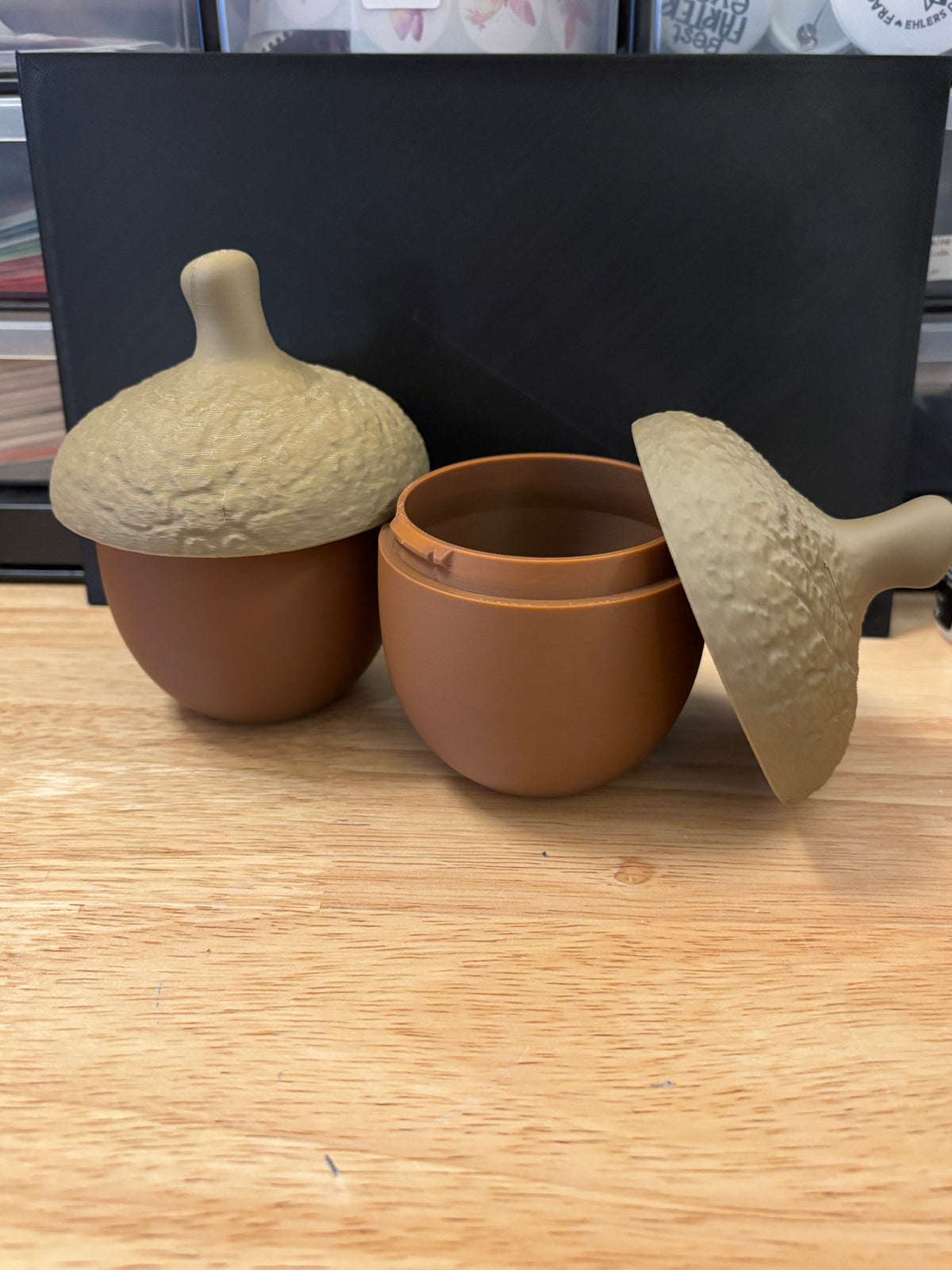 Custom Acorn holder, Customizable Acorn, 3D Printed Acorn Holder with lid, Cute Acorn holder, Acorn holder