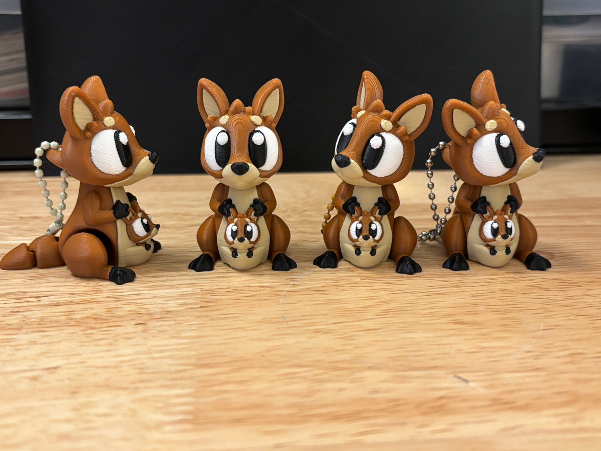 Kangaroo with baby keychain, Big Eye Kangaroo Keychain, 3d printed keychain Kangaroo, Cute Keychain