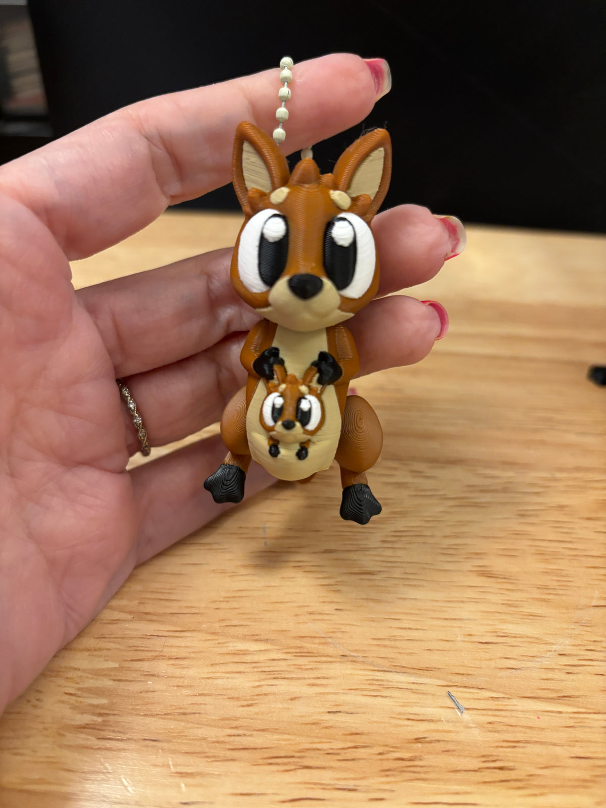 Kangaroo with baby keychain, Big Eye Kangaroo Keychain, 3d printed keychain Kangaroo, Cute Keychain