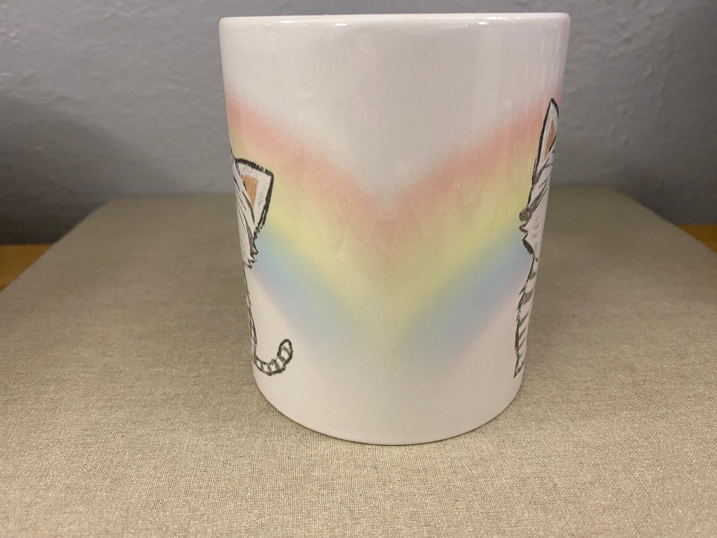 Rainbow Singing Cat mug, custom coffee mug, Cat Mug, coffee lovers mug, Grey Tabby Mug, custom mug, Tabby Cat Mug
