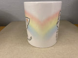 Rainbow Singing Cat mug Bundle set, Rainbow Tabby Cat Gift Set, Cat Mug with iPhone 14 case and fridge magnet with matching sticker set, Cat Bundle set