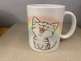 Rainbow Singing Cat mug Bundle set, Rainbow Tabby Cat Gift Set, Cat Mug with iPhone 14 case and fridge magnet with matching sticker set, Cat Bundle set