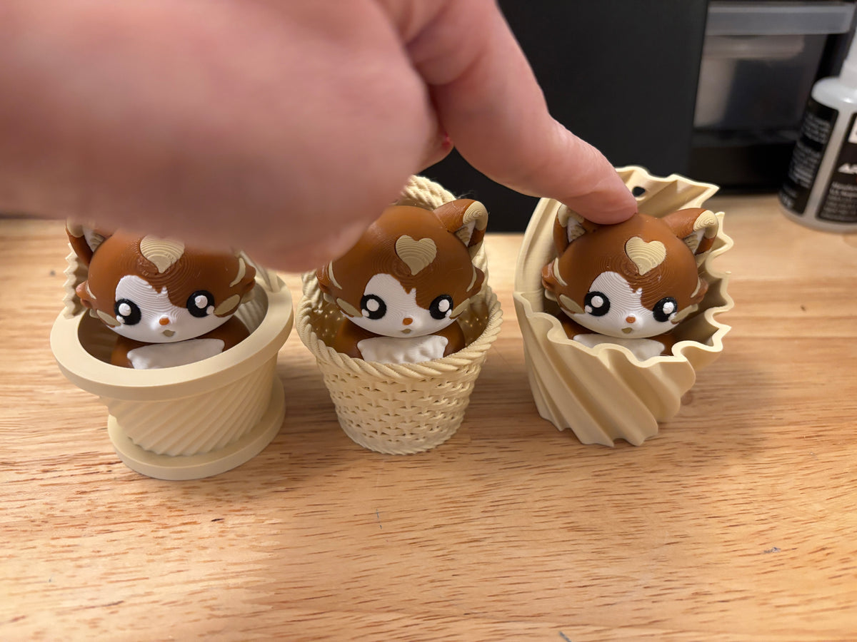 Fluffy Cat in Basket clicker key chain, Desktop Kitty clicker, Cat Key chain clicker