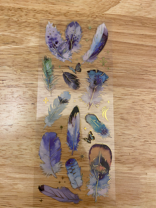 PET Foil Clear Tape with Purple Feathers