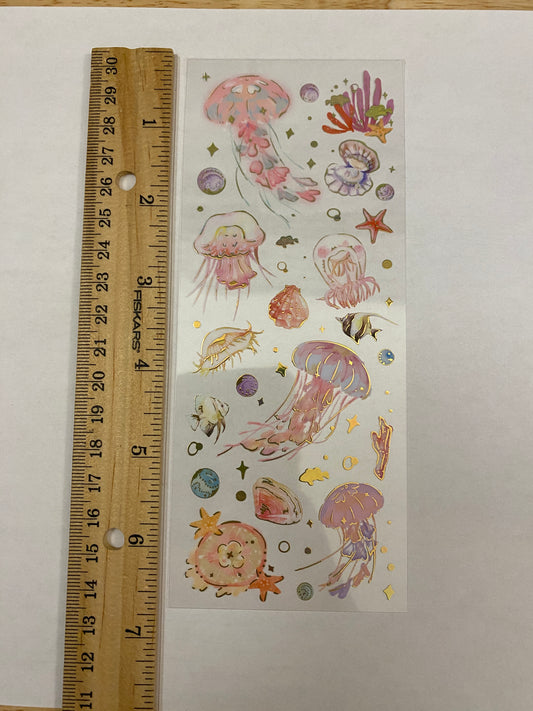 PET Foil Clear Tape with Pink Ocean Stuff