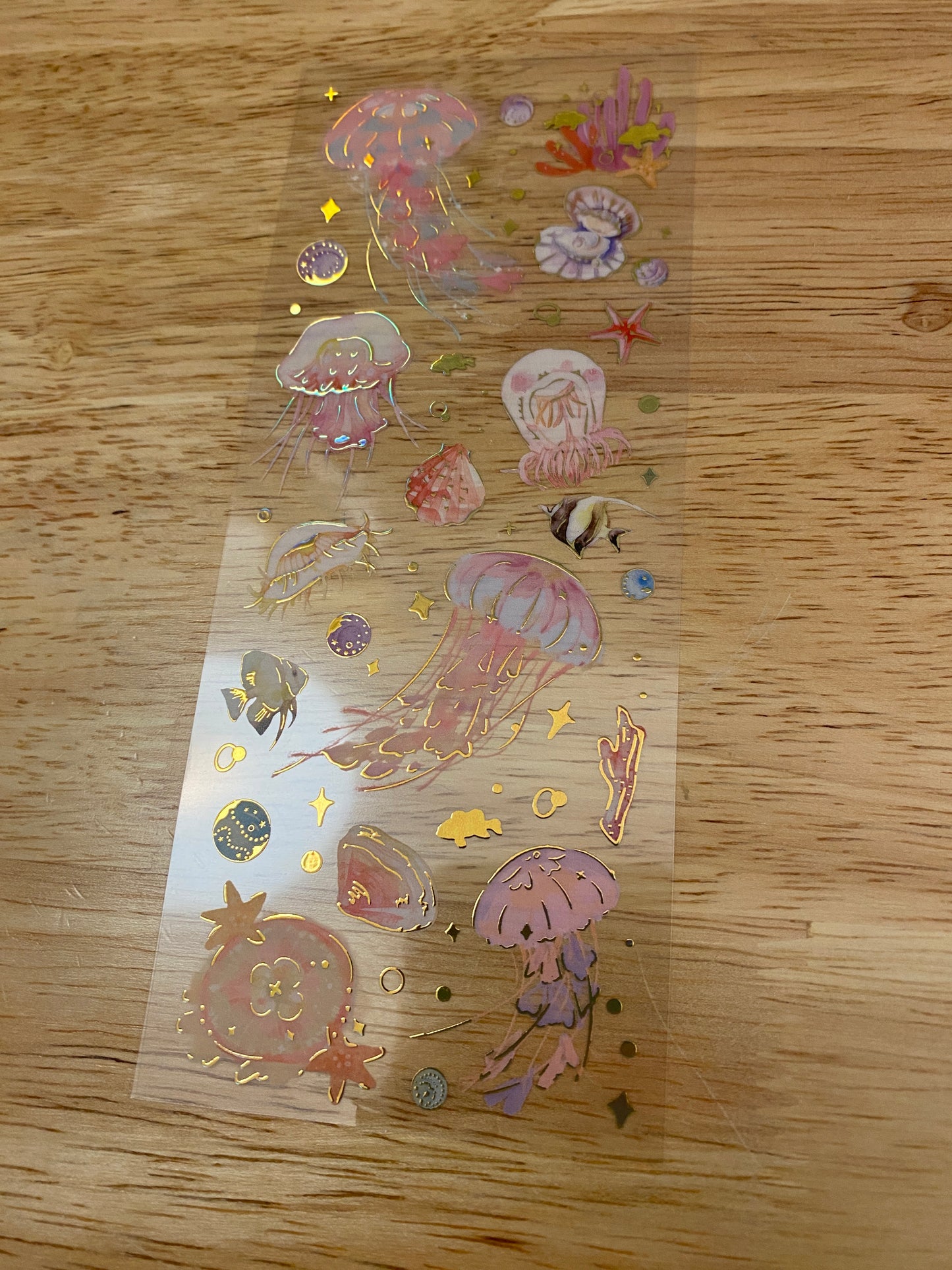 PET Foil Clear Tape with Pink Ocean Stuff