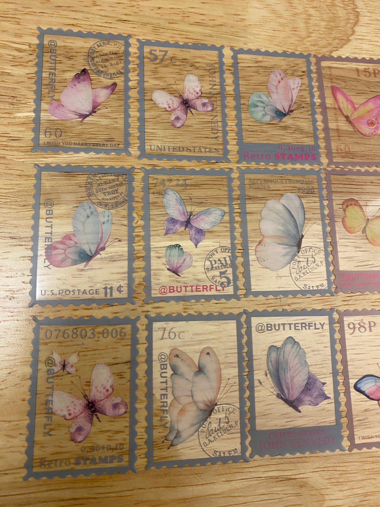 Clear 20 piece Butterfly Stamp Stickers