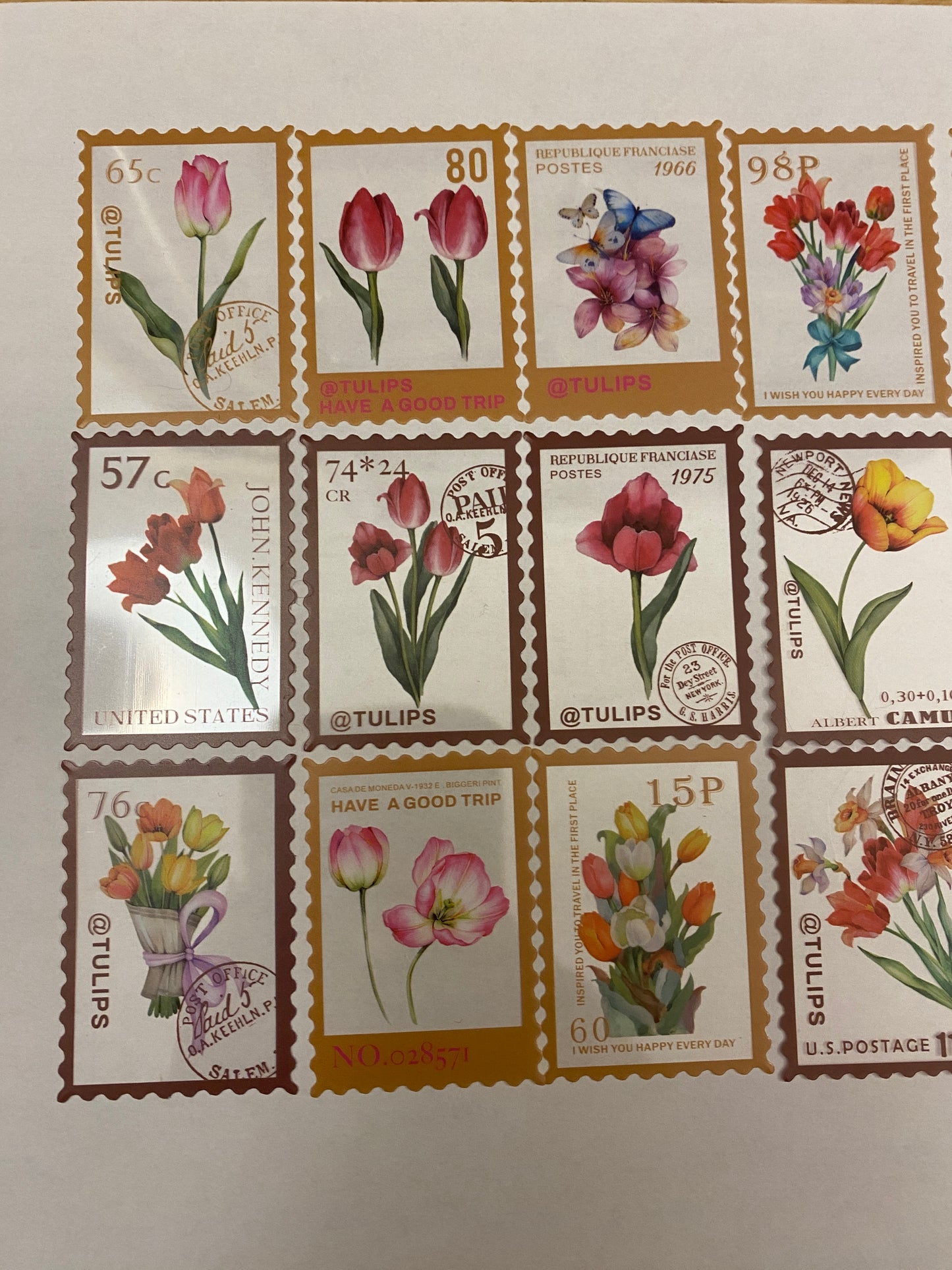 20 piece PET Clear Tulip Stamp Stickers