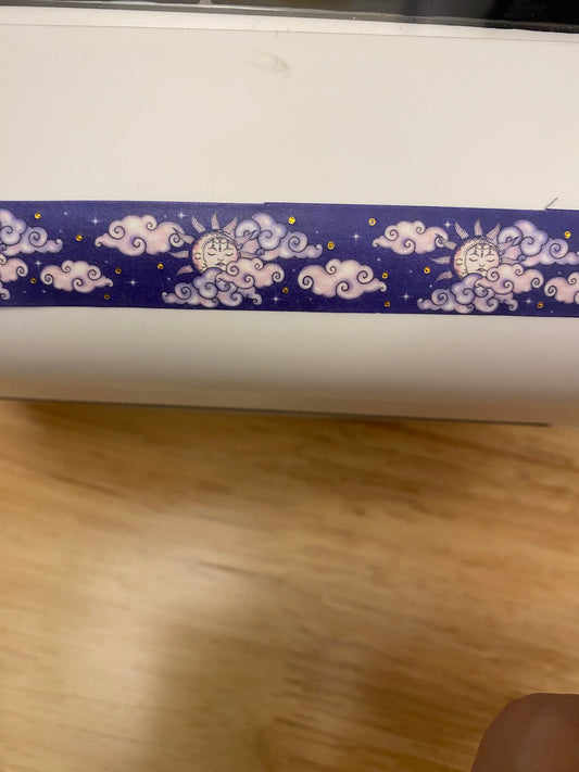 Big Roll of Floral Moon and Stars in the Cloud with Foil Washi Tape