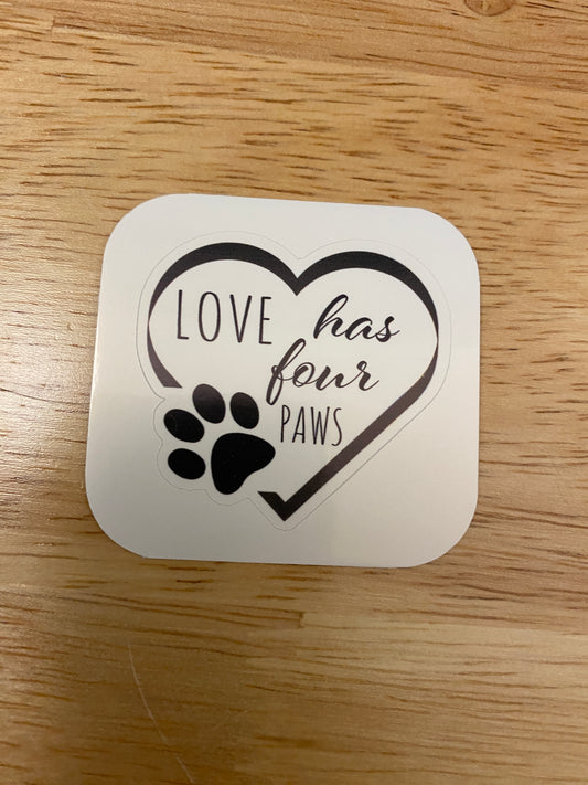 Heart Love has Four Paws Sticker