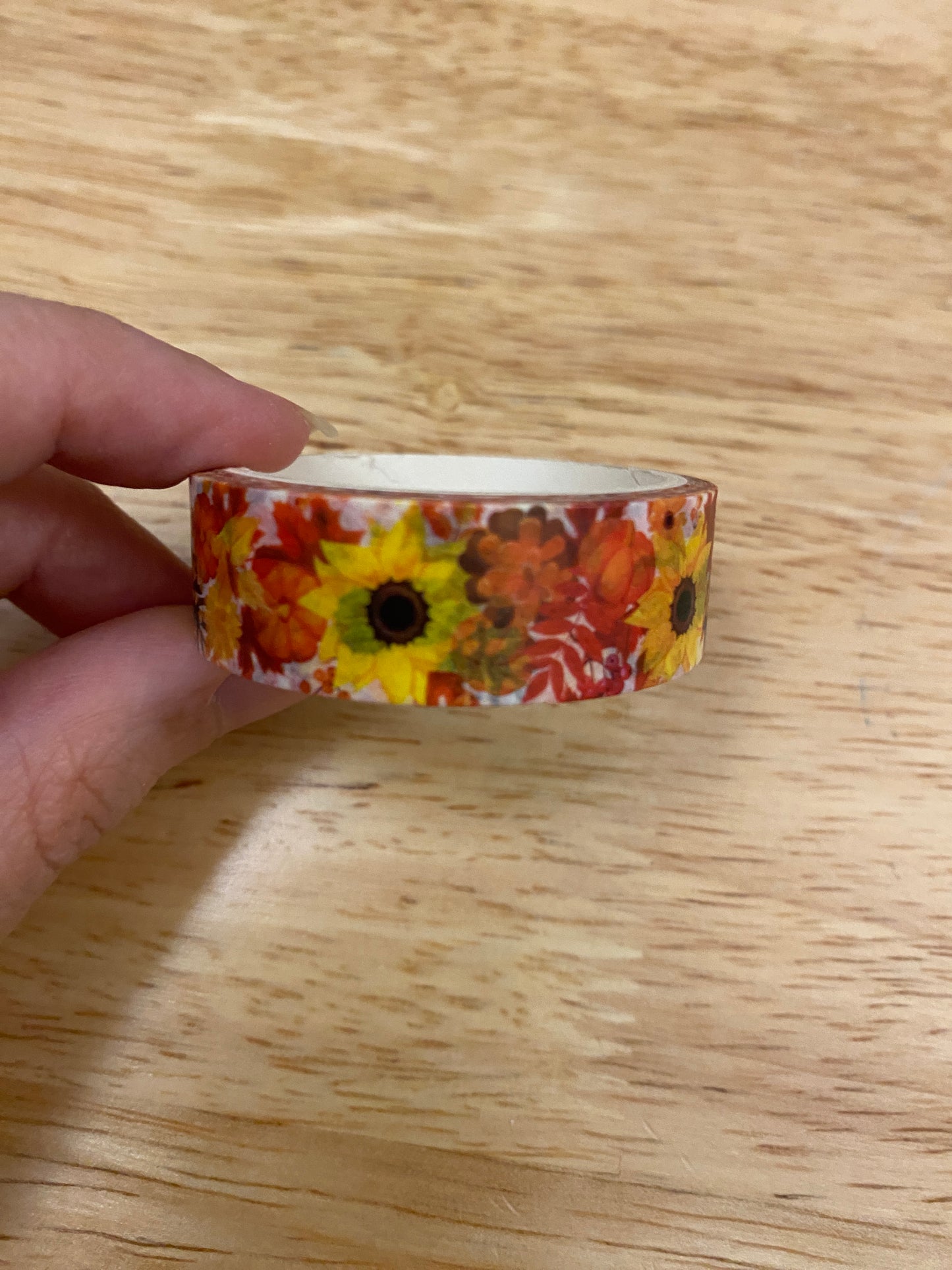 Autumn Sunflower Washi Tape, Fall Flowers Washi Tape roll, Sample Washi Tape, Fall Floral Washi tape, Sunflower and Pine Cones