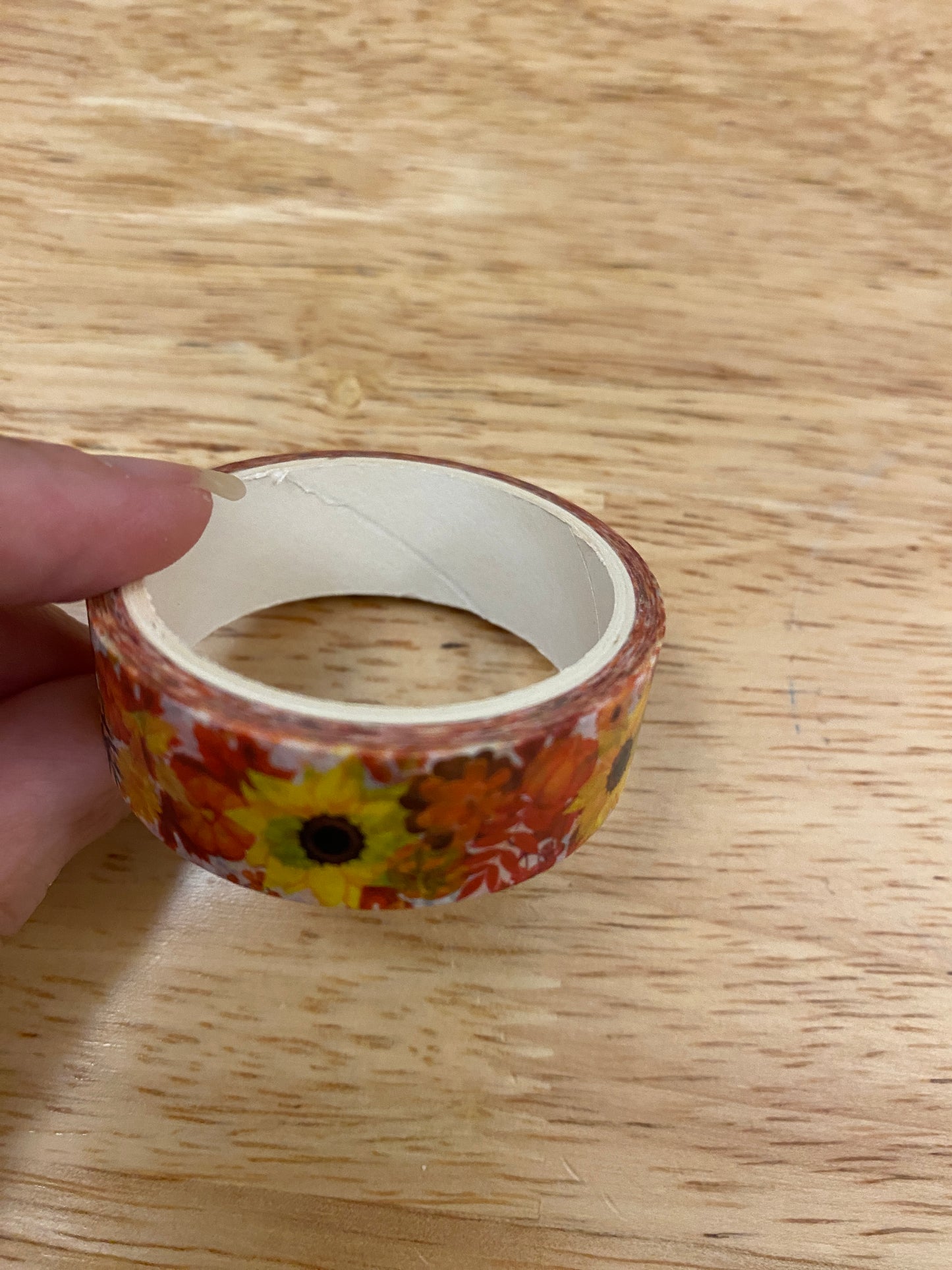 Autumn Sunflower Washi Tape, Fall Flowers Washi Tape roll, Sample Washi Tape, Fall Floral Washi tape, Sunflower and Pine Cones