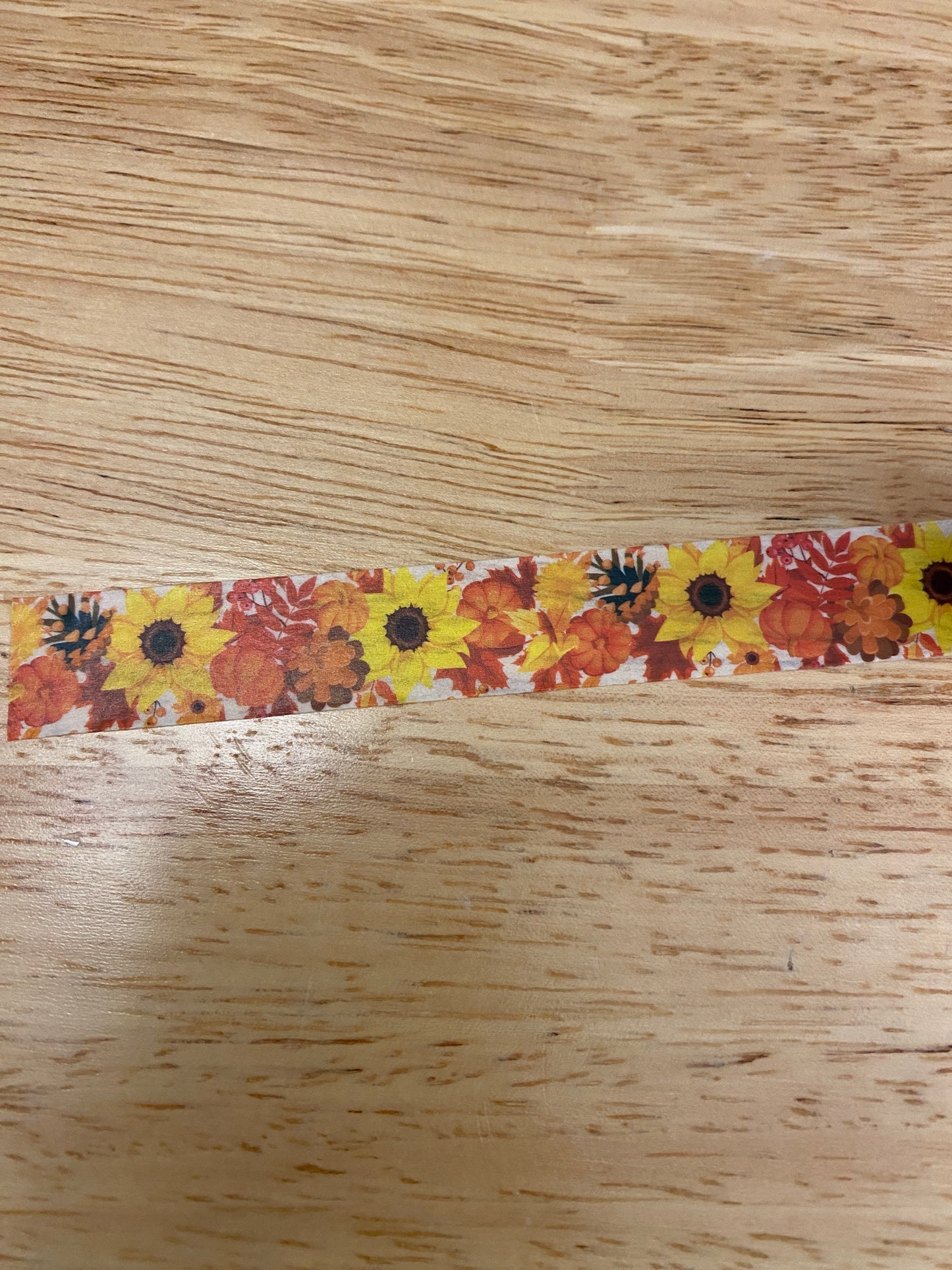 Autumn Sunflower Washi Tape, Fall Flowers Washi Tape roll, Sample Washi Tape, Fall Floral Washi tape, Sunflower and Pine Cones