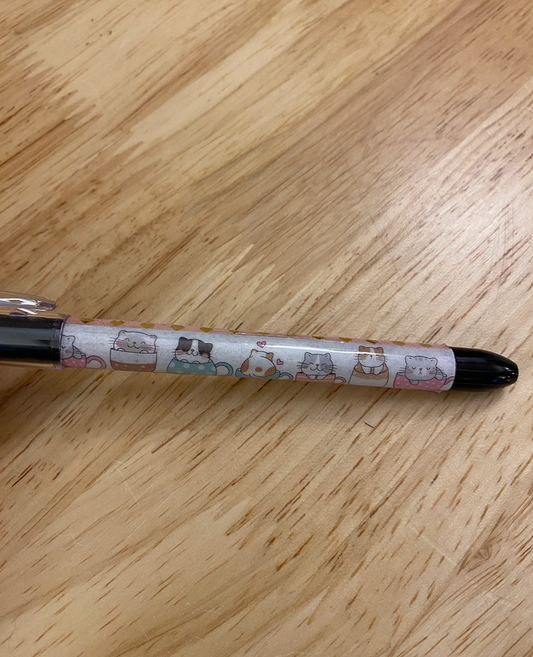 Cute Cat Tea Cup Pen, Cats in Tea cup design pen, Cat design pental rsvp pen