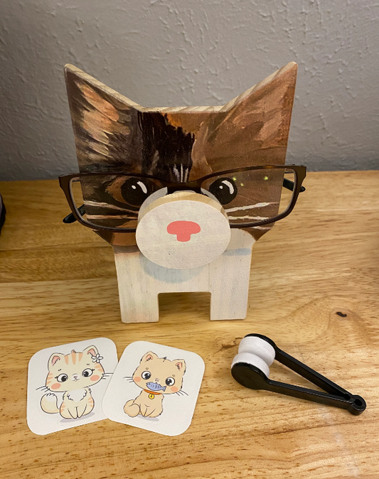 Cat Glasses Holder, wooden eyeglasses stand, Cat eyeglasses stand