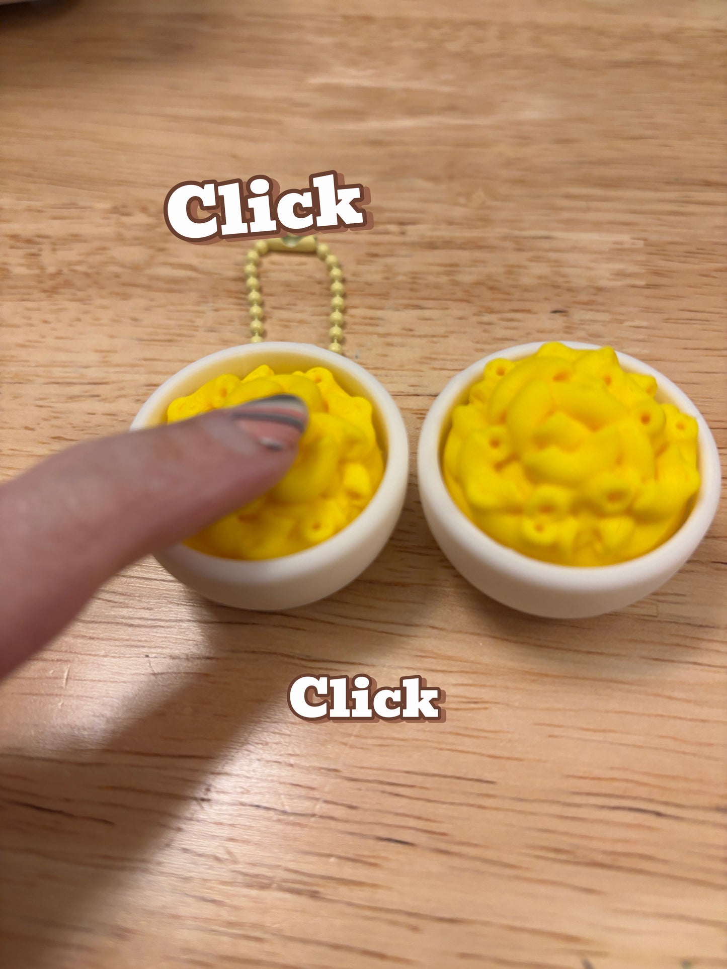 Mac n Cheese fidget clicker, mac n cheese clicker, food fidget clicker keychain