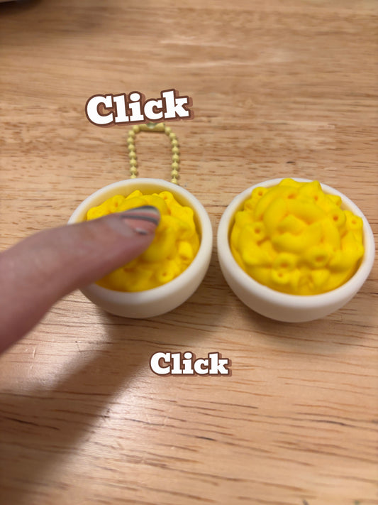 Mac n Cheese fidget clicker, mac n cheese clicker, food fidget clicker keychain