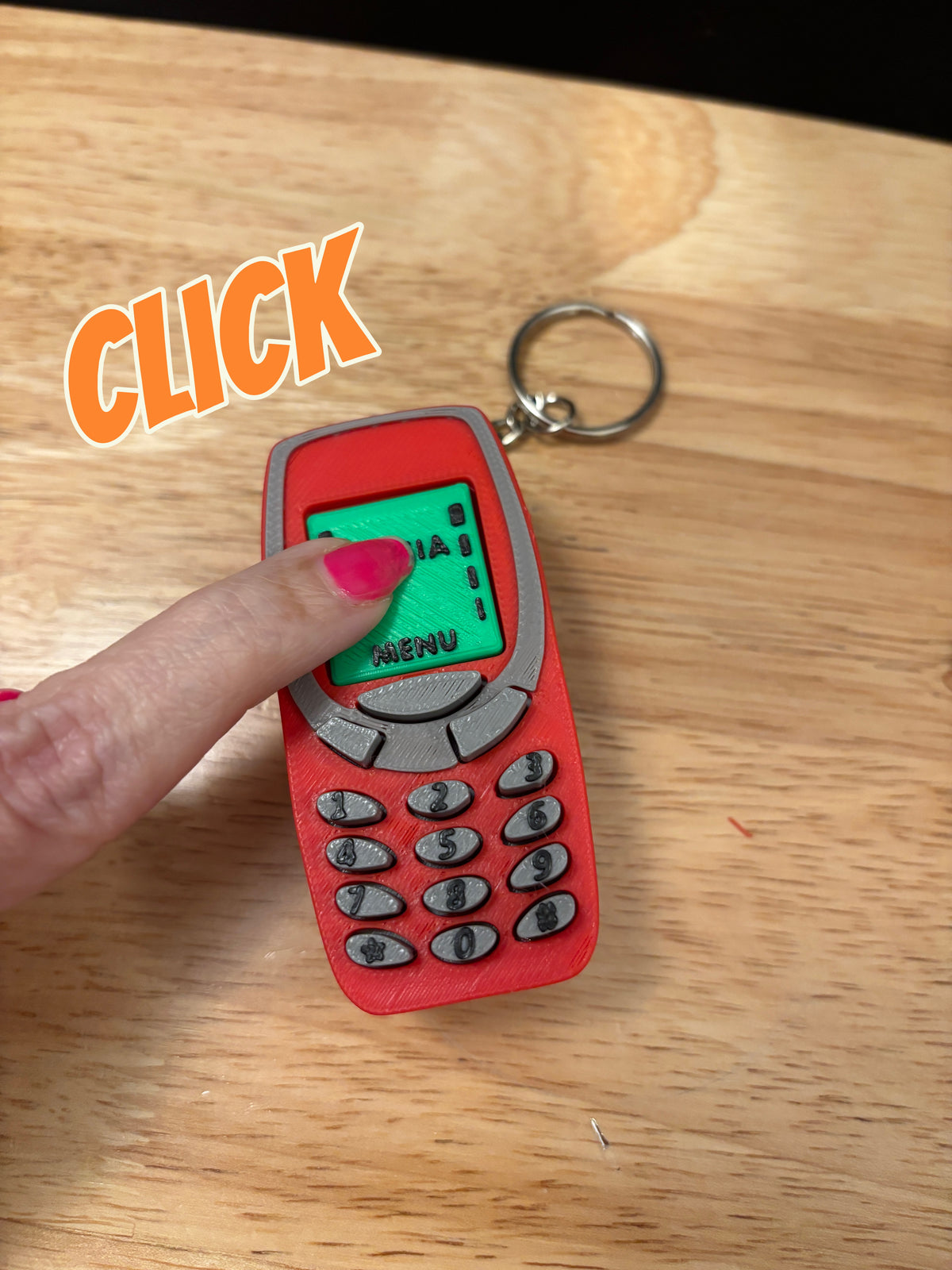Clicky Cell Phone Key chain, 3D printed Retro Cell Phone keychain, Clicky Keychain, Custom Cell Phone keychain, Fidget Cell Phone