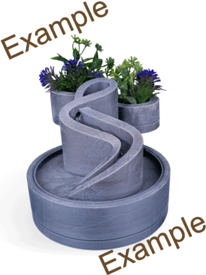 3D Printed Desktop Water Fountain with Planters attached