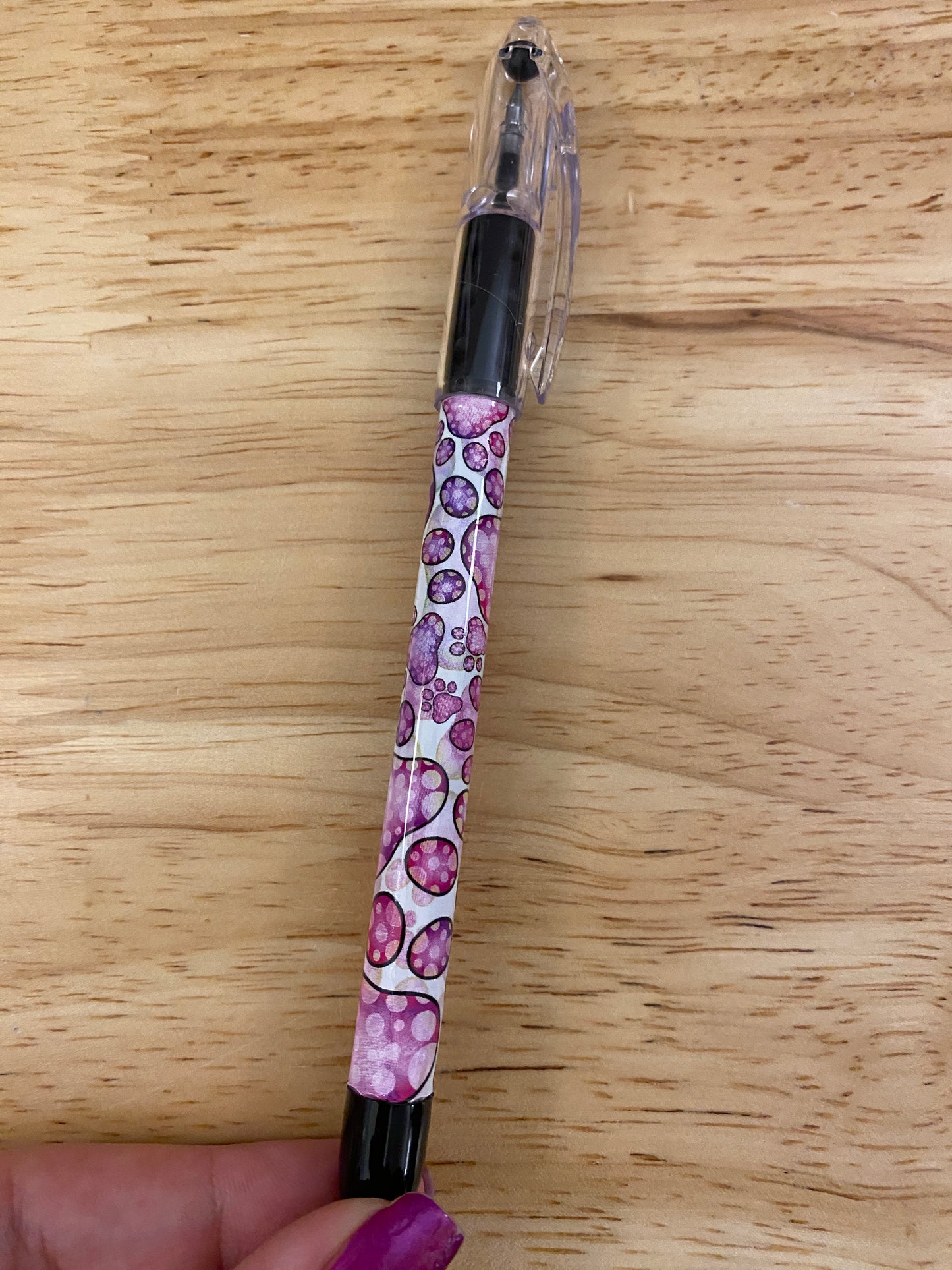 Paw print pen, Cute Paws on pen, Pink and Purple Paw Print Pen, RSVP pental Pen with Paws