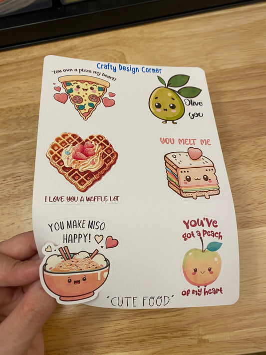 Cute Food Stickers Sheet, Cute Food sheet, Kawaii Food sticker sheet