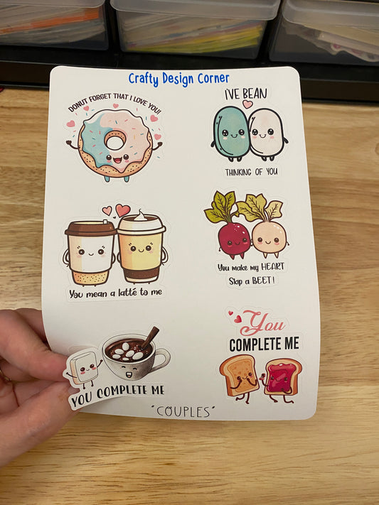 Cute Food Couples Stickers Sheet, Cute couples, Kawaii Food Couples sticker sheet