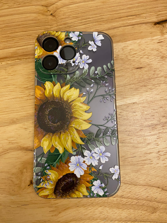 Sunflower IPhone case with sunflower sticker