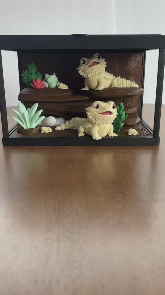 DIY Bearded Dragons with terrarium, 3D printed tiny terrarium with Bearded Dragon