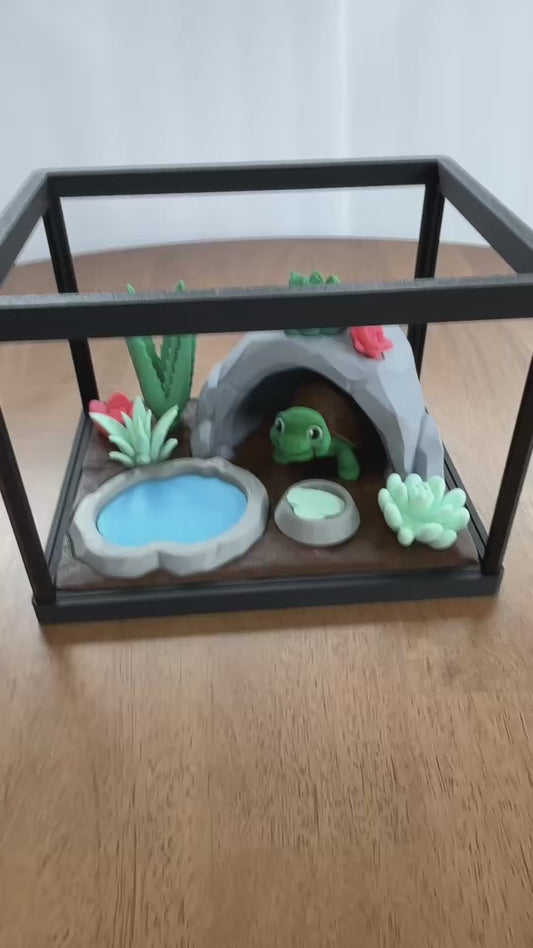 DIY Greek Tortoise terrarium, 3D printed tiny terrarium with tortie