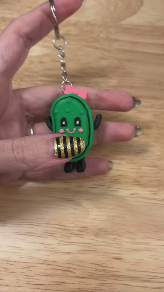Pink Smile Pickle Key chain clicker, Customize Pickle with Pink Smile Fidget Clicker, Key chain Pickle Clicker, Fidget Pickle key chain