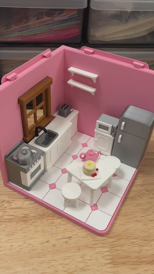 Custom Tiny Kitchen Room, 3D printed kitchen room, Kitchen room, Tiny Room, interconnecting rooms, Cute Kitchen setup