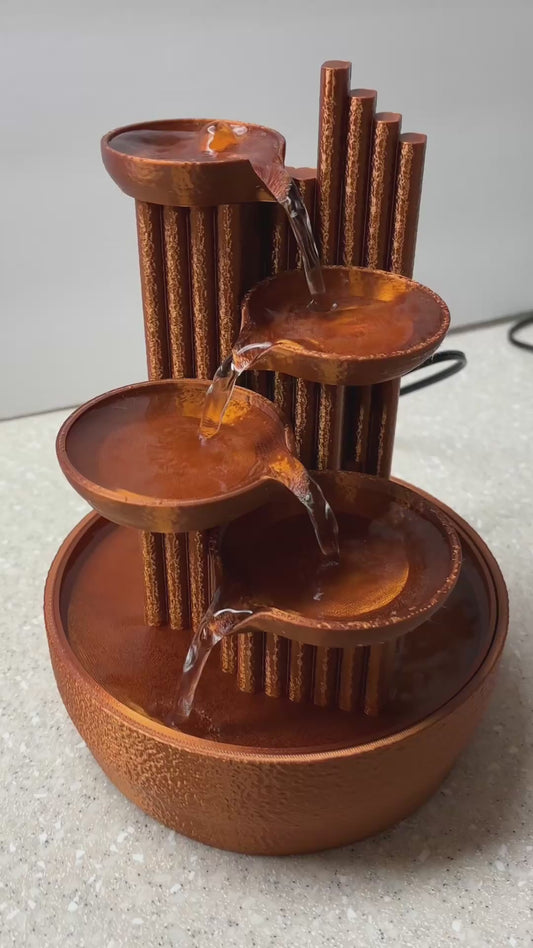 3D printed Desktop Fountain, Copper looking fountain, Quiet Water Fountain