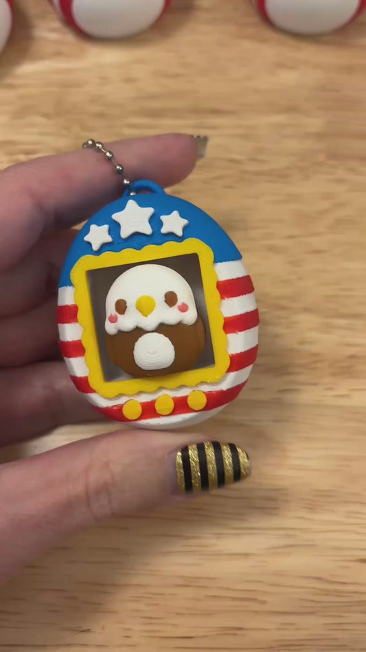 Clicky Patriotic design key chain, 3D printed Eagle clicker key chain