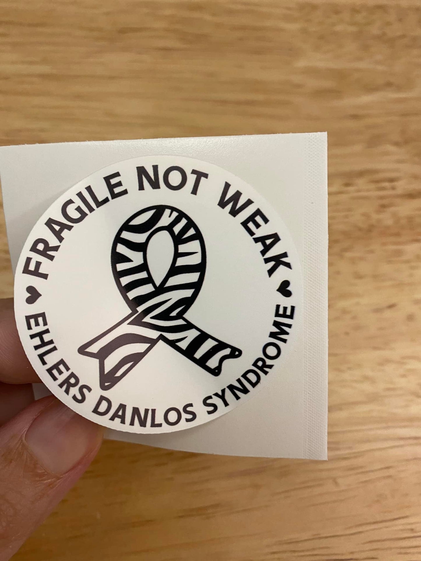 Solid Round Zebra EDS Awareness Fragile not weak STICKER