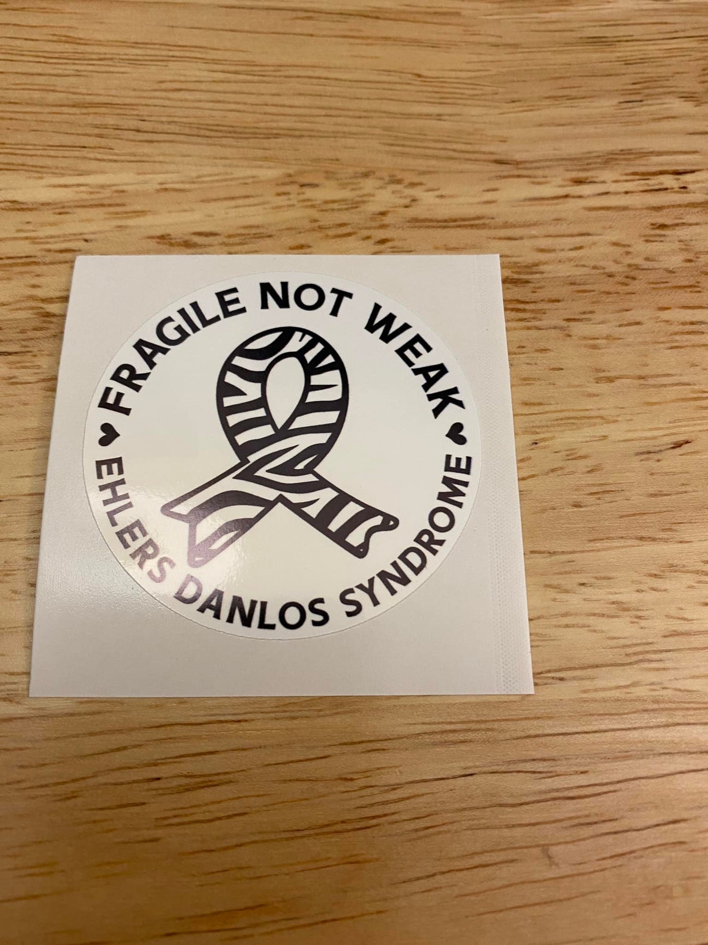 Solid Round Zebra EDS Awareness Fragile not weak STICKER